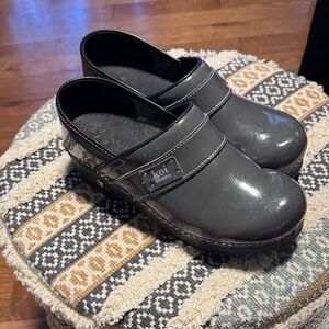Koi Charcoal Leather Clogs